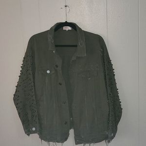 Green jeans jacket